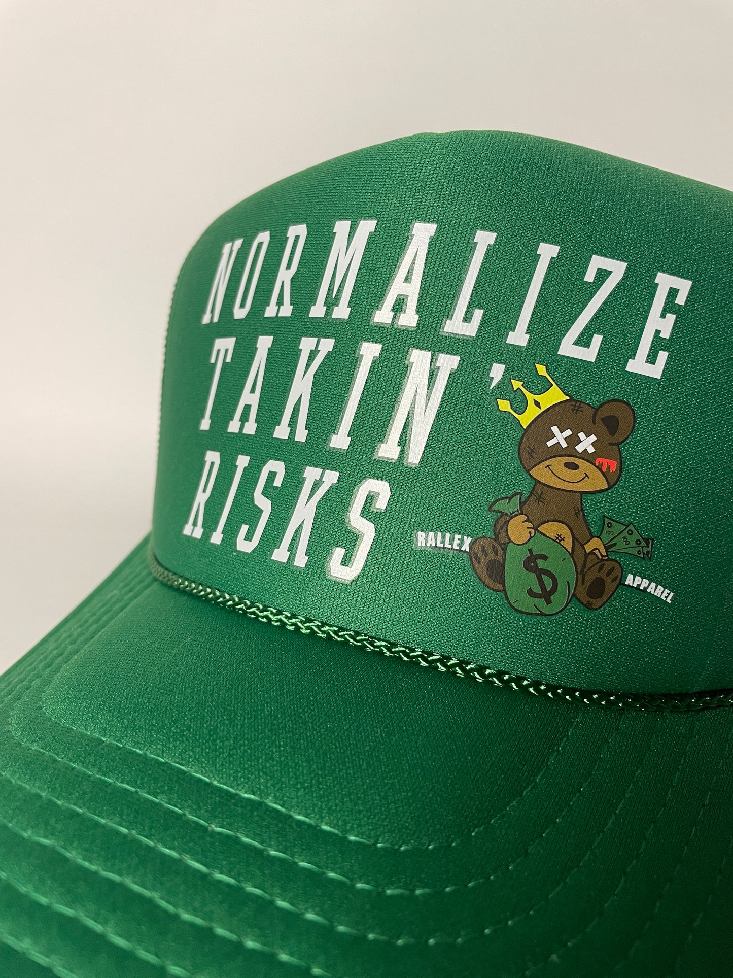 " Normalize Takin' Risks " Green Mesh Cap ( On Hand )