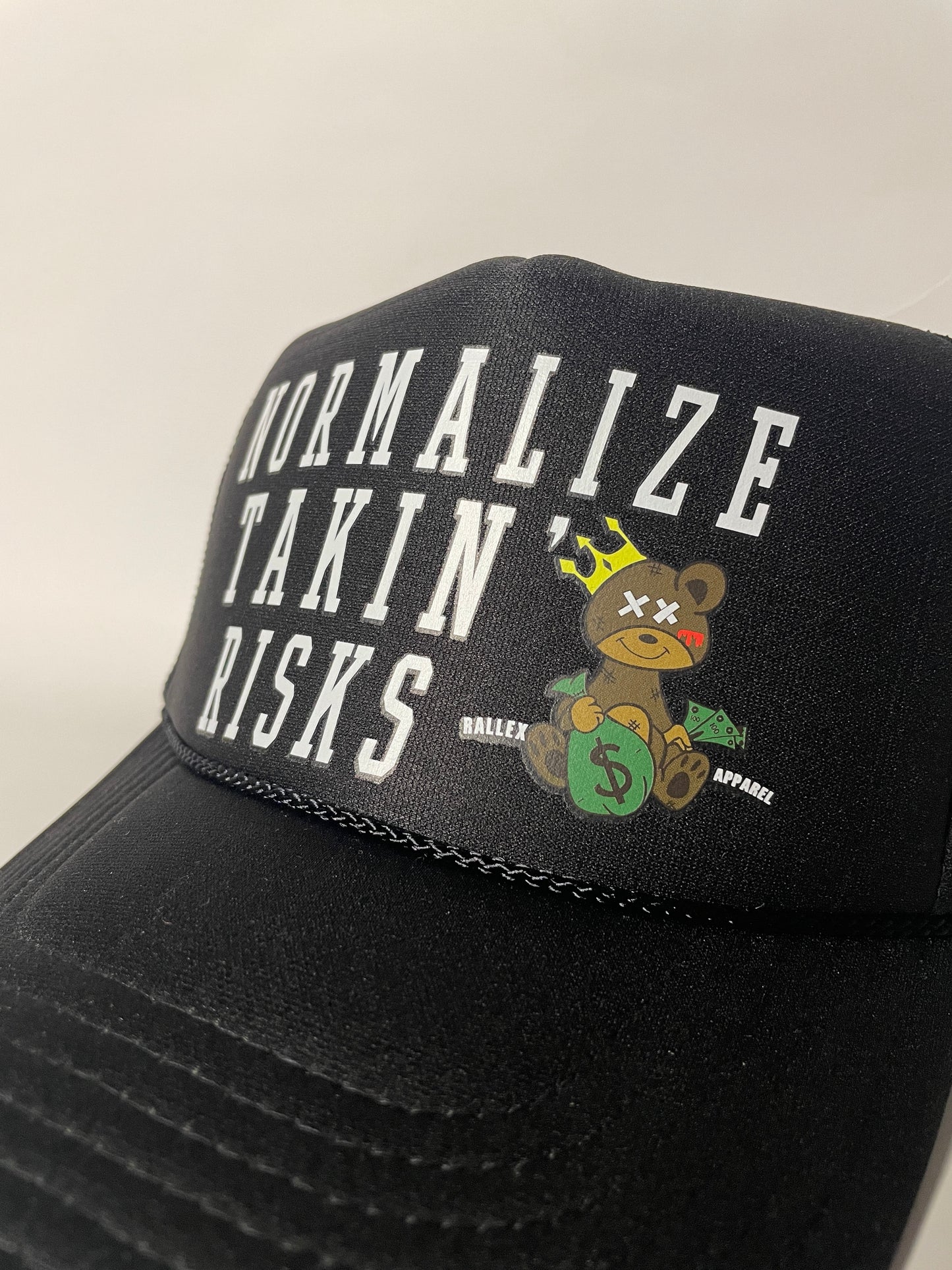 " Normalize Takin' Risks " BLACK Mesh Cap ( On Hand )